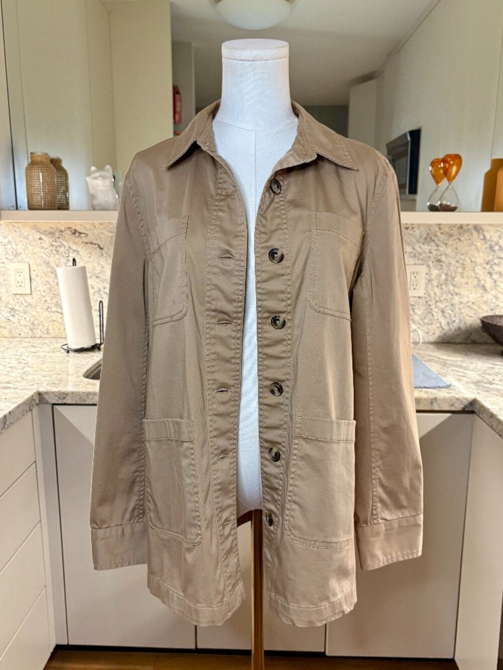 The Drop Tan Utility Cargo Chore Jacket Shacket - Size S
